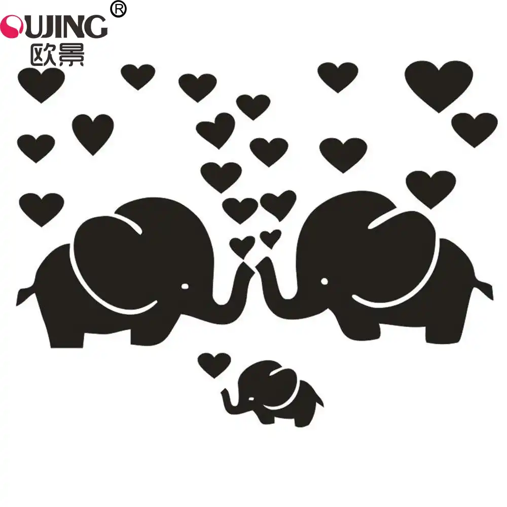 Dibujos Animados pequeños Elefantes familia en forma de corazón