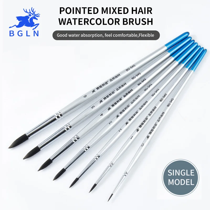 Bgln 1Piece Professional Watercolor Brush Pointed For Artist Gouache Acrylic Painting Brushes