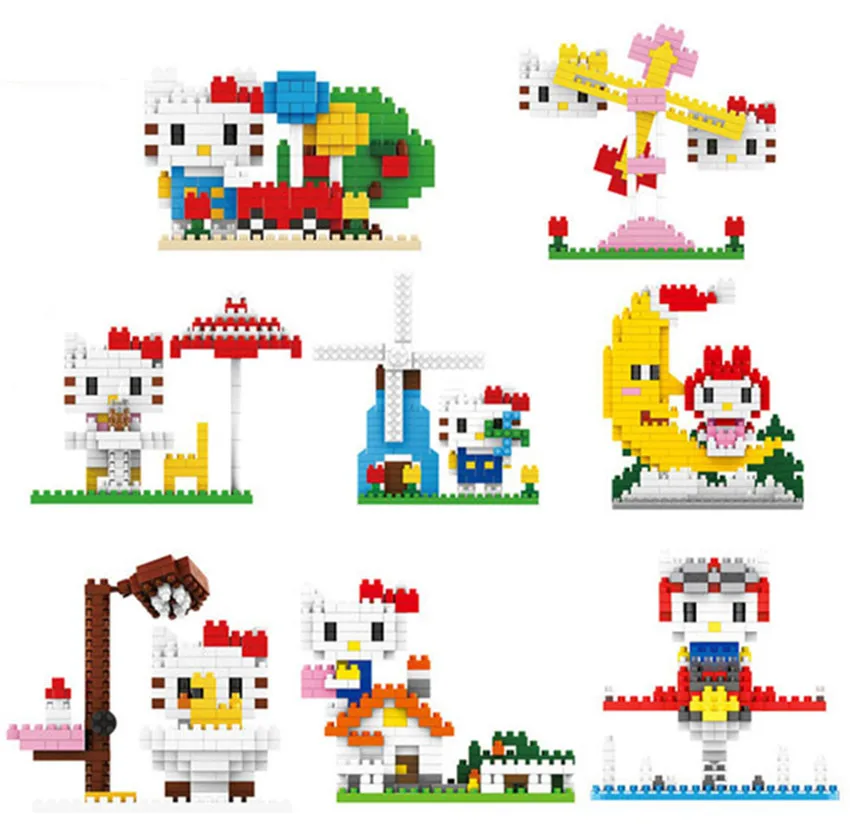 New LNO nano blocks cute Cat diamond building bricks 3D DIY action