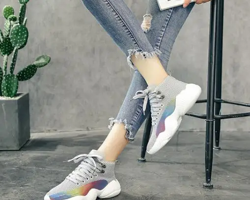 

2018 new women's casual socks shoes Harajuku Korean version of the wild old shoes
