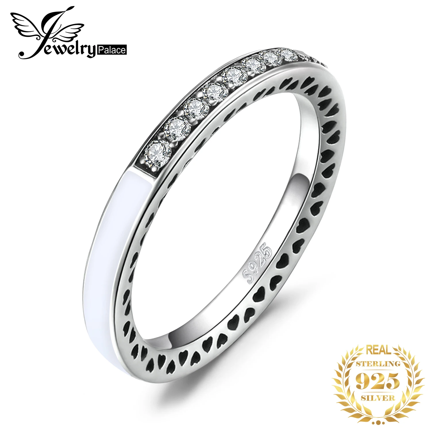 Fine 925 Sterling Silver Dainty Band Heart Infinity Ring