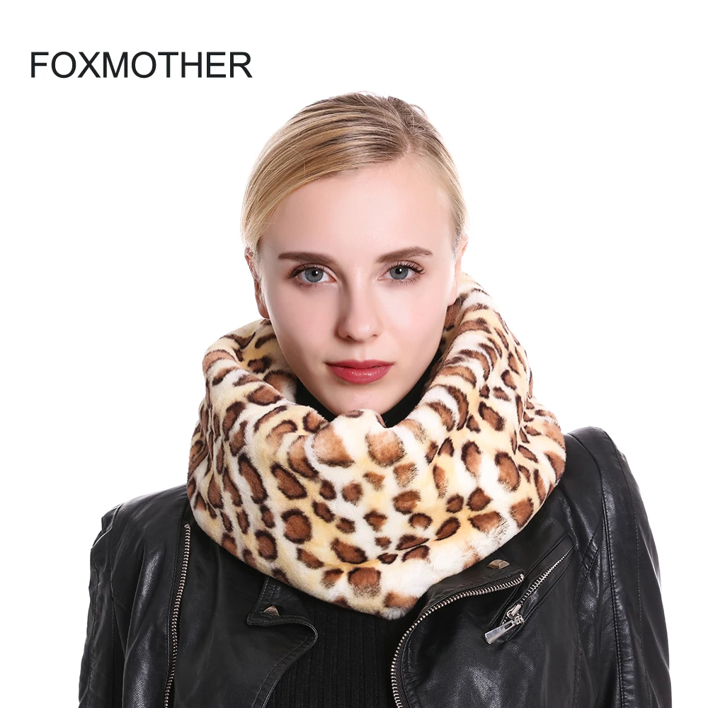 

FOXMOTHER 2019 New Fashion Faux Fur Neck Warmer Snood Leopard Scarf Women Echarpe Foulard Dropshipping
