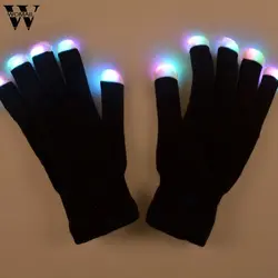 Светодиодный перчатки вечерние световое шоу перчатки 6 световых режимов мигания Lightshow Танцы перчатки Для женщин Для мужчин зимние вязаные