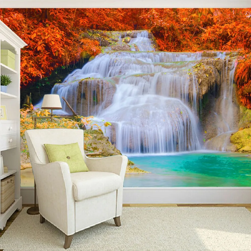 

3D Wallpaper Custom Mural Non-woven Waterfall Landscape Photography Background Mural Living Room Bedroom 3D Printed Wall Paper