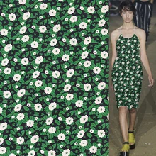 Белые цветочные и зеленые листья печати шелк крепдешин шелковой ткани, SCDC1020