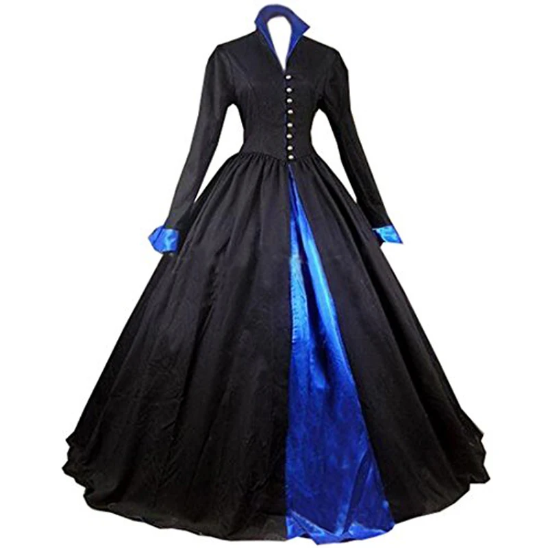 black and blue victorian dress