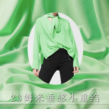 

22momme 138cm width light green color thick 100% silk crepe de chine summer DIY dress shirt clothing fabric Freeshipping