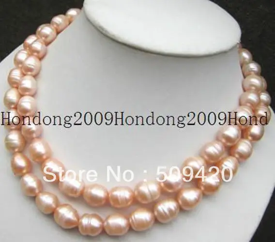 

~~ Free ShippingGenuine Huge 9-10mm Pink baroque pearl Necklace 34''
