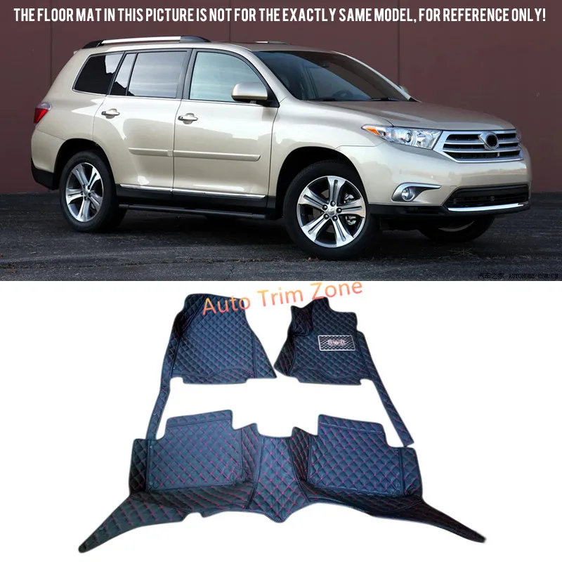 

Black Interior Leather Floor Mats & Carpets For Toyota Highlander/Kluger Five-Seat 2008-2013 XU40