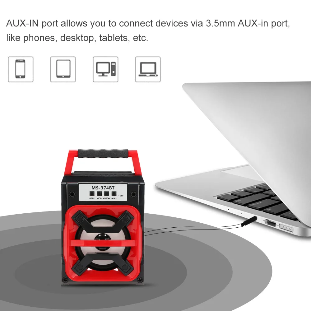 MS-374BT 10 Вт Bluetooth динамик открытый беспроводной громкий динамик USB диск FM радио AUX-IN TF карта воспроизведения музыки светодиодный светильник