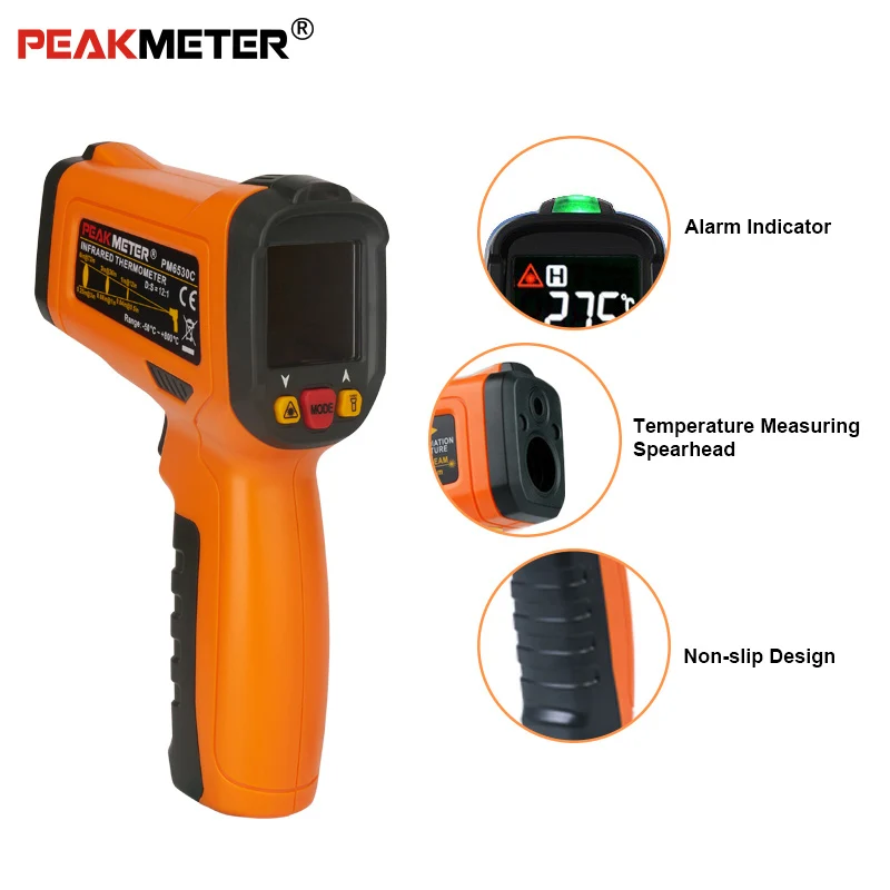 PEAKMETER PM6530C ЖК ручной лазерный цифровой ИК инфракрасный термометр Температура-50~ 800 с K Тип окружающего УФ-светильник