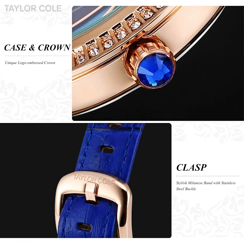 Женские часы с кристаллами Taylor Cole брендовые модные дизайнерские циферблатом