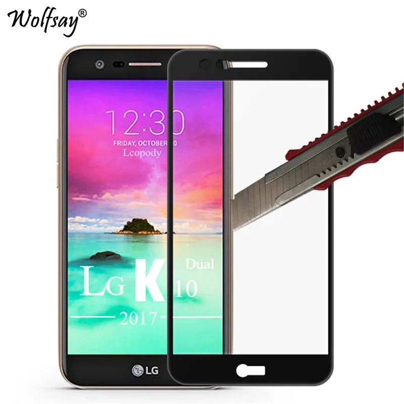 

Wolfsay 3D Curved Full Cover Tempered Glass For LG K10 2017 Screen Protector Film For LG K10 2017 Glass For LG LV5 X400 M250