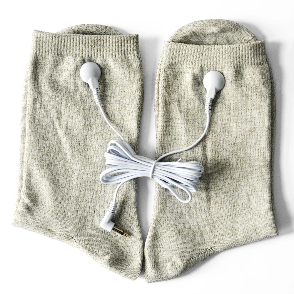 1 Pair Conductive Electrode Socks Massage TENS Socks With Jack DC 2.5mm