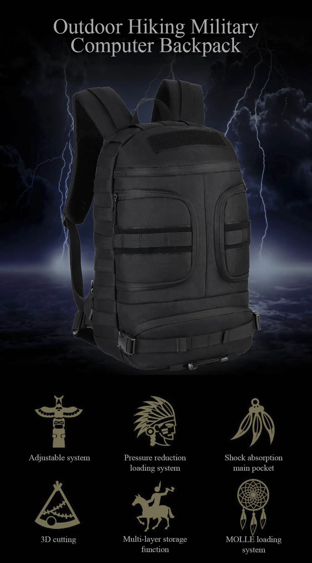  Outdoor Sport Military Tactical Climbing Mountaineering Backpack  ( (1)