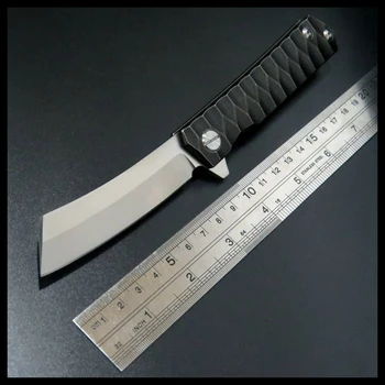 

ZZSQ New Item Bearing folding knife blade knife D2 steel 58-60HRC tanto point blade TC4 titanium alloy handle knife