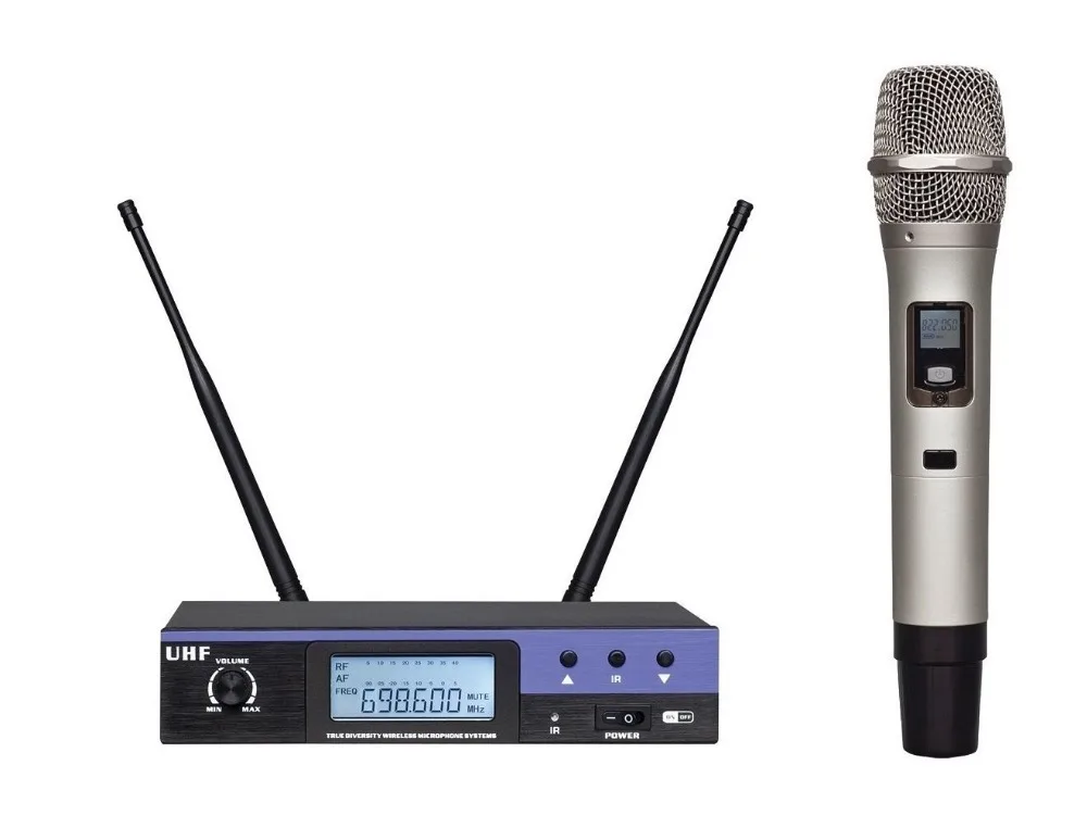 Bolymic UHF microfoon 100 каналов истинное разнообразие беспроводная динамическая