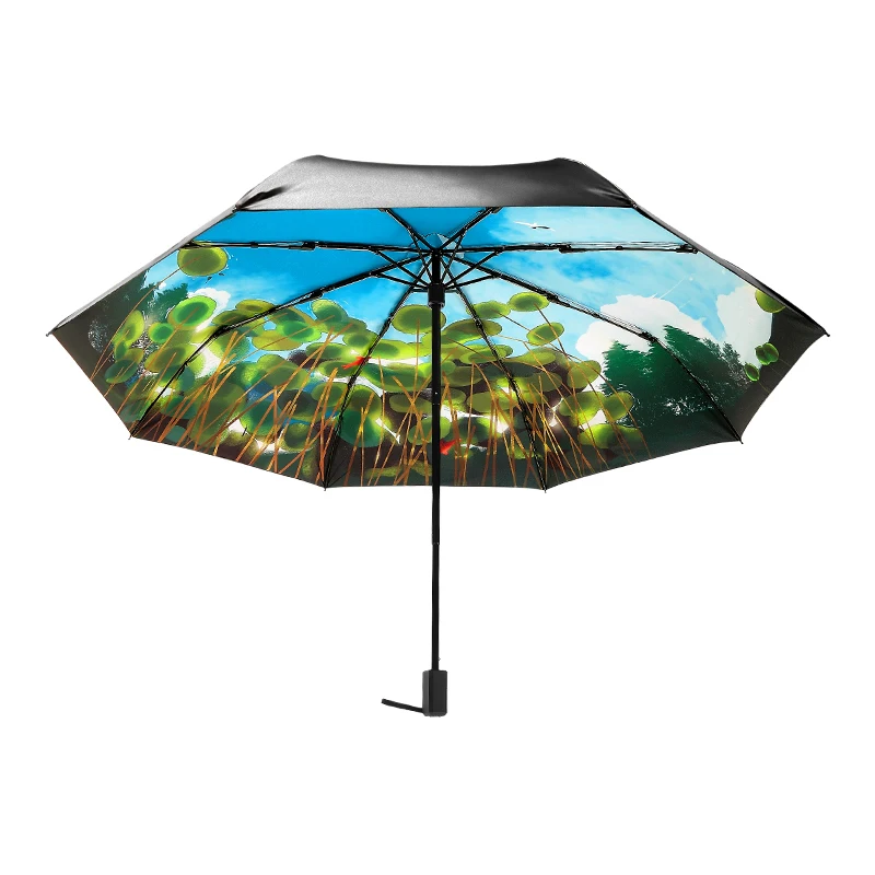 

Fashion Blue Sky Printing Women Lady Rain And Sun Umbrella 3 Folding 8 Ribs Sunshade UV-resistant Umbrellas Guarda Chuva