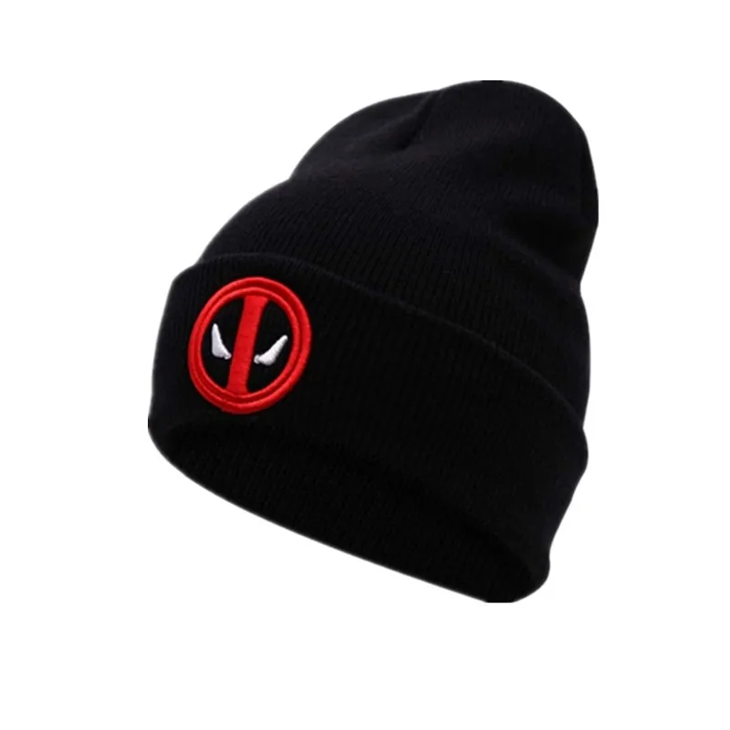 

New Hot Men Women Winter Warm Beanies Hat Deadpool Heros Hat Beanie Soft Hip Hop Black Warm Knitted Caps For Men Women