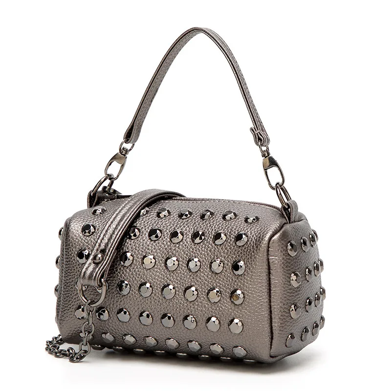 Mini Rivets Messenger Bag Women Handbag PU Leather Ladies Chain ...
