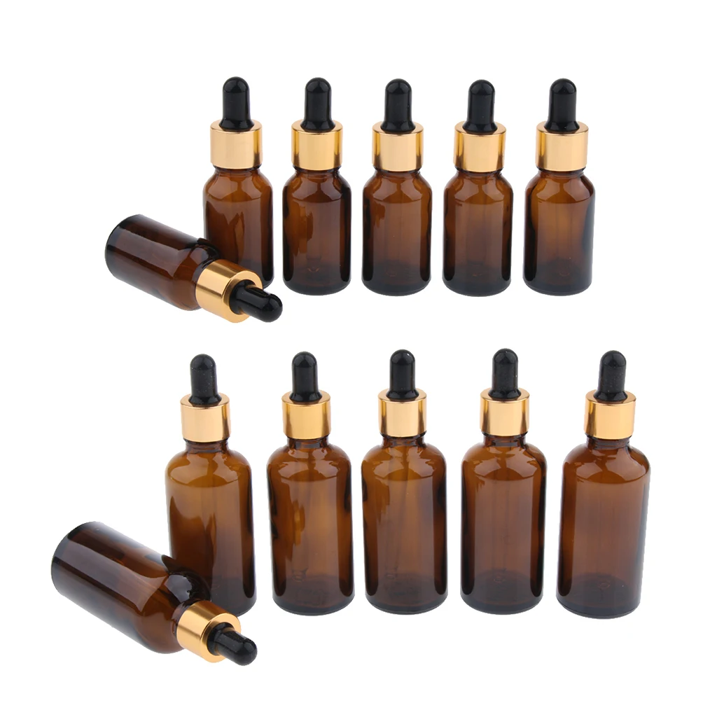 Pack Of 12pcs, Portable Empty Glass Dropper Bottles For Essential Oils, Colognes & Perfumes With Eye Droppers
