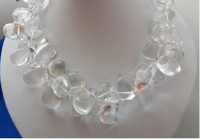

Beautiful 2Strands 18" Big 16MMX20MM Freeform Crystal Necklace