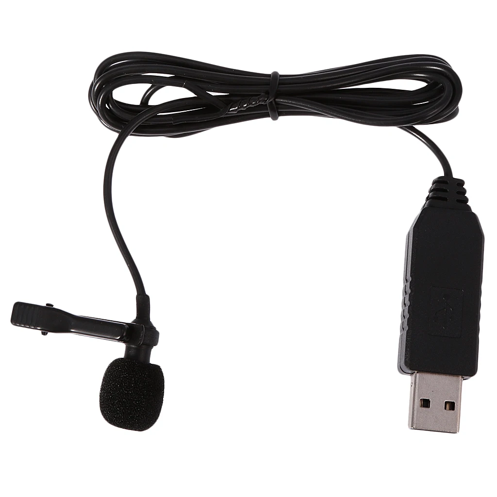 USB Omnidirectional Condenser Clip On Collar Tie Lavalier Lapel Microphone with User Manual &Bag for QQ MSN Skype Youtube Karoke