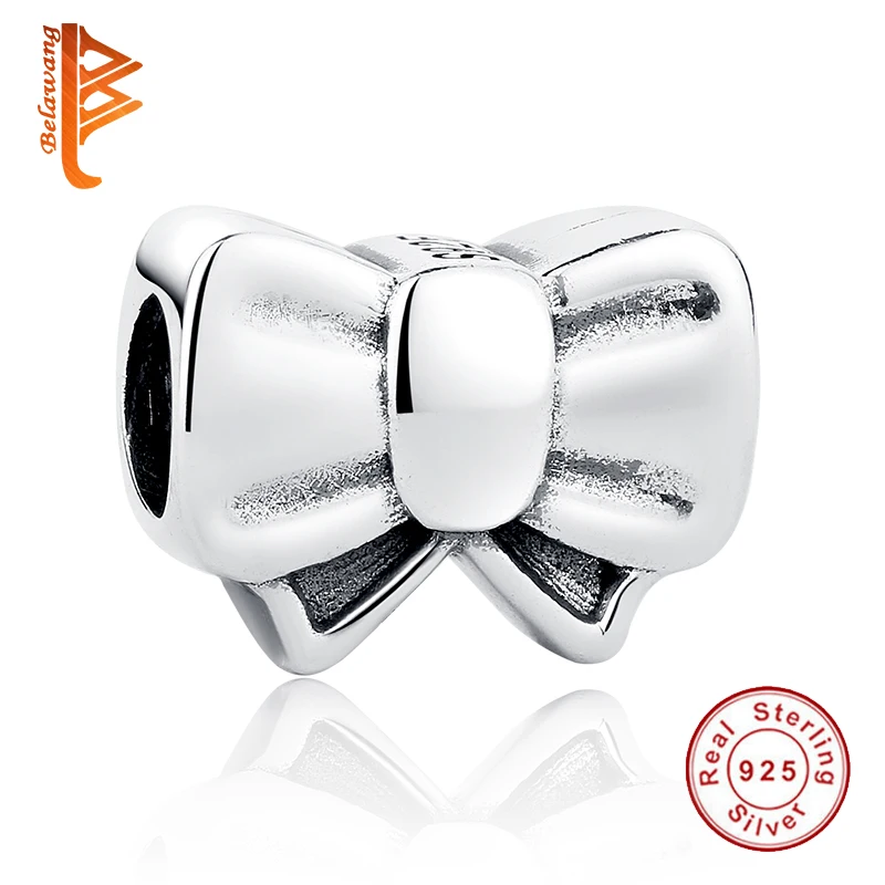 Бусины шармы из серебра 925 пробы с бантом и сердцем для браслетов pandora|beads fit|beads