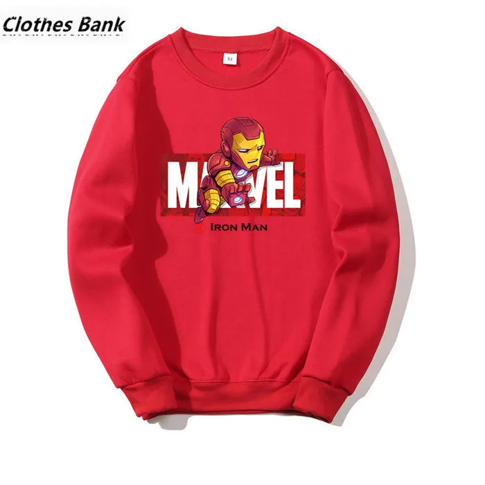 Marvel из мультфильма "Железный человек" Забавный принт Kpop хип хоп Crewneck