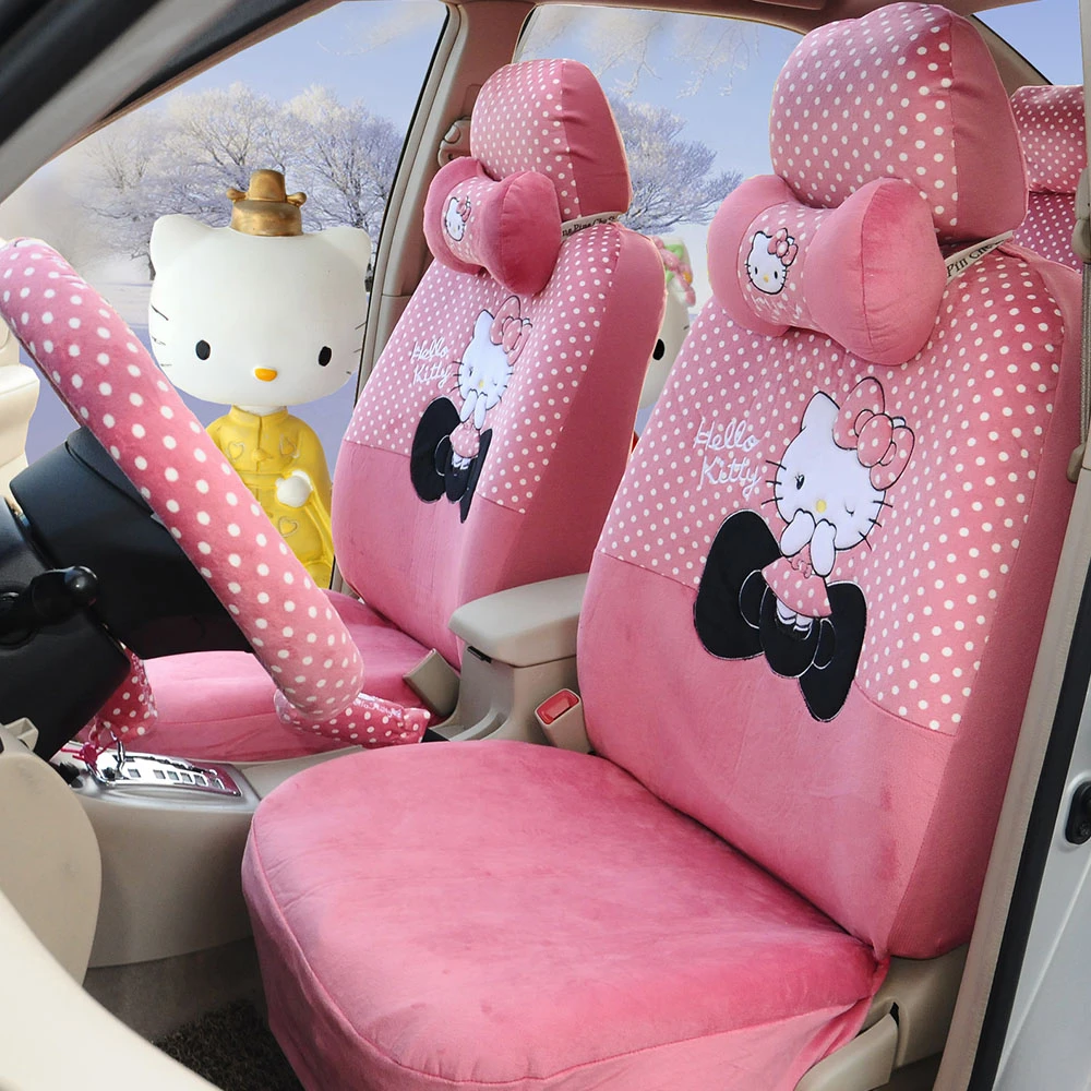 女の子女性の17ファッションかわいい漫画ハローキティドットピンクユニバーサル車のシートカバー Car Seat Cover Fashion Car Seat Coversuniversal Car Seat Cover Aliexpress