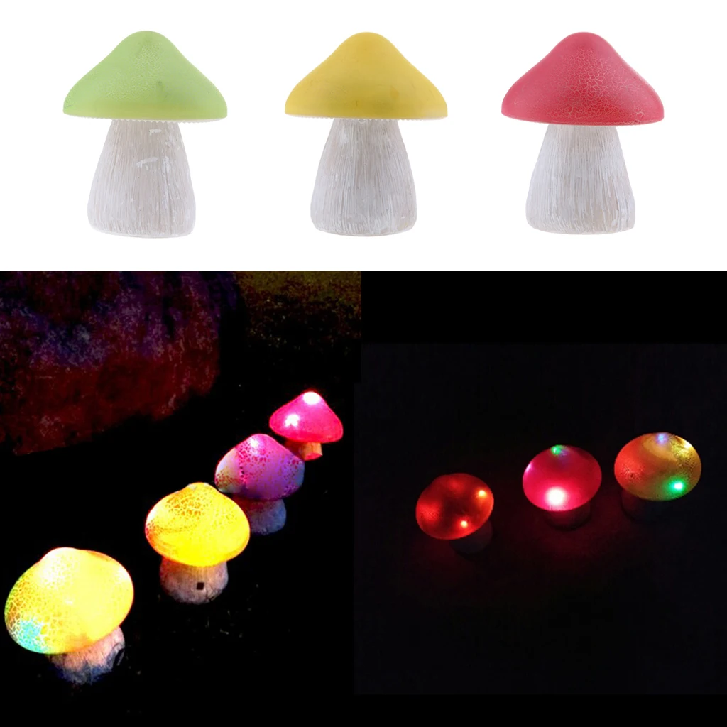 Solar Garden Mushroom LED Light Landscape Lamp Fairy Tale Resin Lawn Decor
