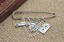 12pcs Supernatural inspired Dean Winchester themed charm with chain kilt pin brooch 50mm