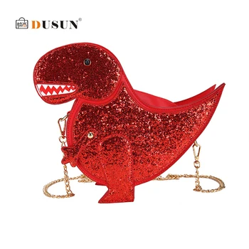 

Cute Bag For Women Personality Sequin Dinosaur Shoulder Bag Casual Ladies Mini Flap Handbag Crossbody Messenger Bags Chain Bolsa