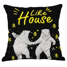 

Cartoon Yellow Black Geometric Cushion Cover Modern Decorative Pillow Covers Cotton Linen Chair Seat Sofa Throw Pillows 45x45 cm