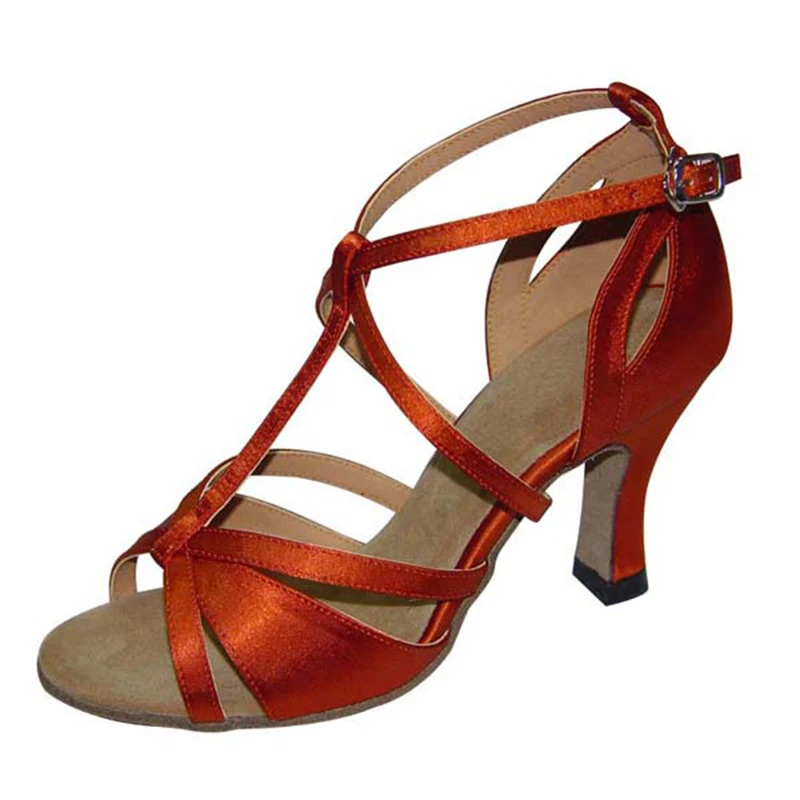 Высота каблука 7 см; Zapatos De Baile; размеры США 4-12; цвет коричневый, серебристый, черный; обувь для профессиональных девушек; популярная обувь для латинских танцев; NL064 - Цвет: brown