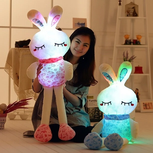 1 шт. 70 см Супер Прекрасный световой кролика плюшевые игрушки укомплектованы кролик мерцающий куклы красочные светодиодный свет мигает