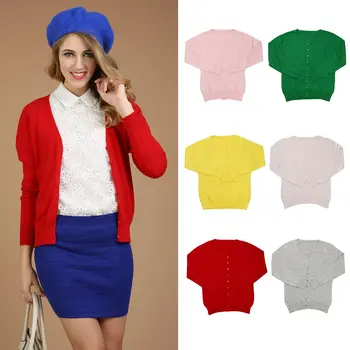 

Women Casual Cashmere Cardigan Round Neck Knit Warm Long Sleeve Sweater Coat New