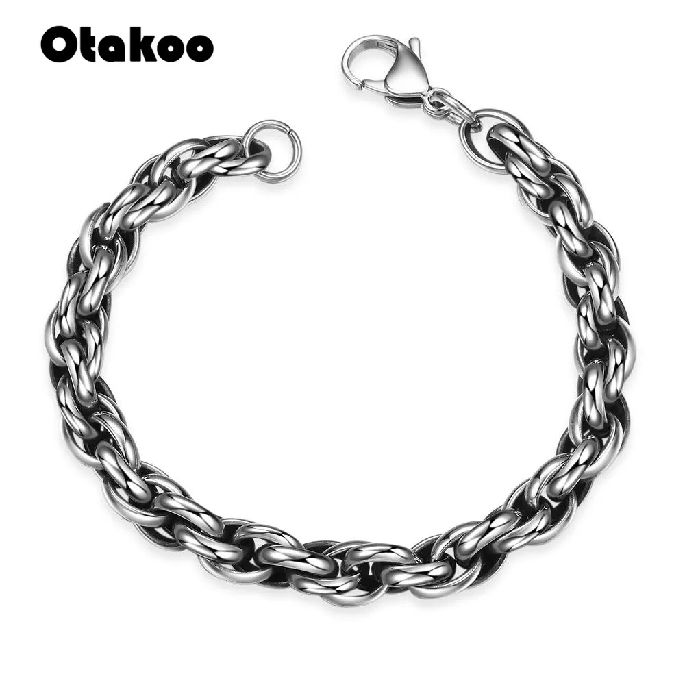 Otakoo браслет из нержавеющей стали 10 мм Снаряженная кубинская цепочка золотые