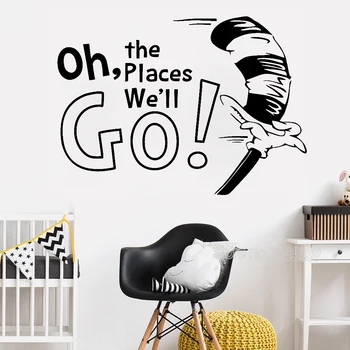 

New Design Wall Sticker Quote Oh The Places You'll Go Art Vinyl Mural Modern Wall Stickers For Kids Room Home Decor Poster LC420