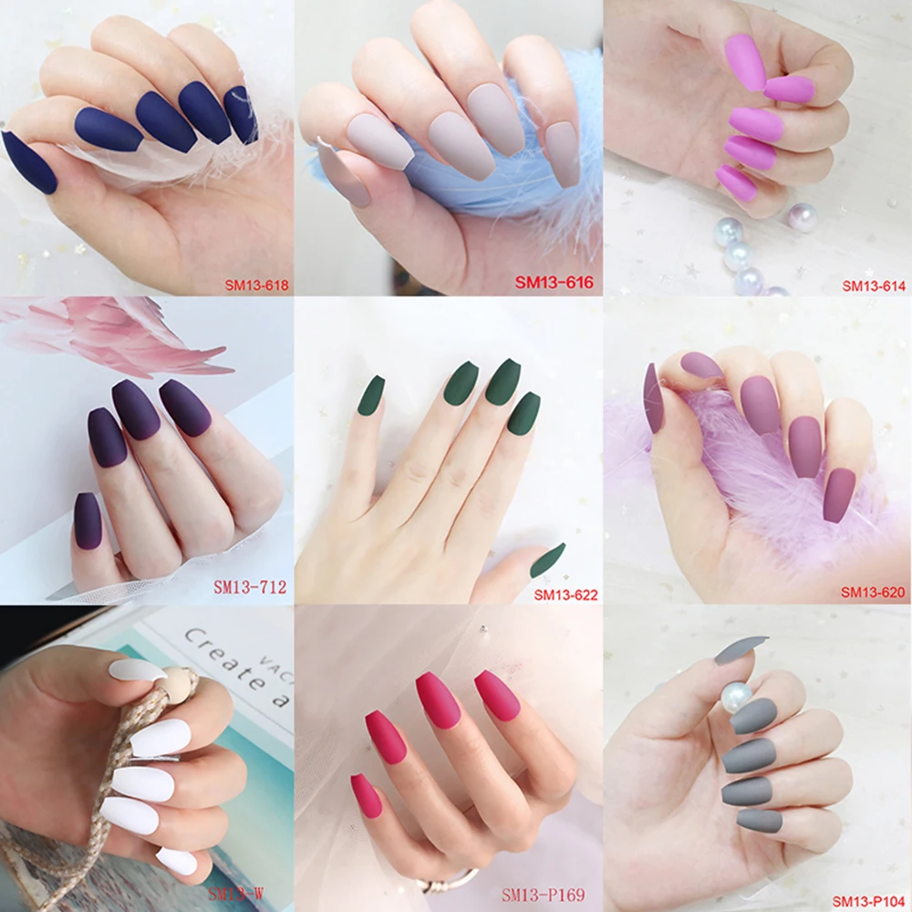 

Nail Art Manicure 24pcs Acrylic Matte Tips For False Nails Tips Fake Nails Forms For Extension Manicure Art Decorated 15 Colors