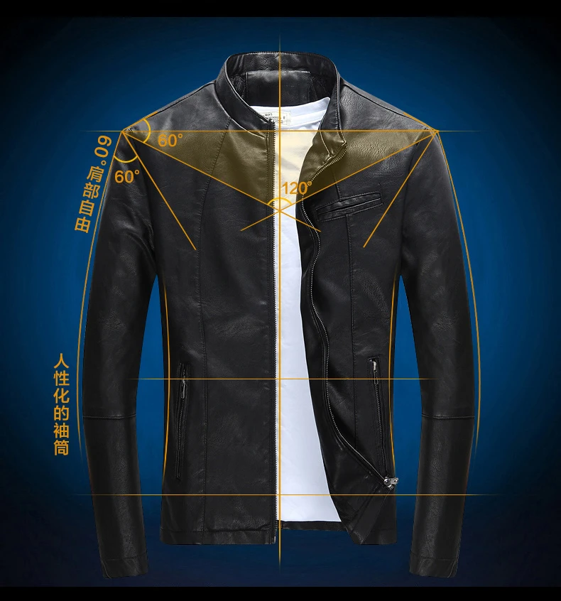 original leather jacket for men Autumn Winter Men's Casual Zipper PU Leather Jacket  Motorcycle Leather Jacket Men Leisure Clothing Men's Slim Leather Jacket leather biker vest