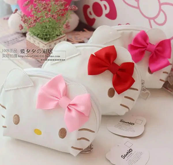 

Hello Kitty Vanity Makeup Bag Waterproof PU Leather Cosmetic Bag Super Kawaii Travel Makeup Organizer Women Necessaire