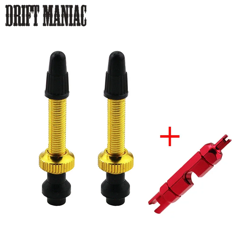 

Bike No Tubes Tubeless Presta Aluminum Valves 1 Pair With Valve Core Tool For Schrader Presta Valve Extender MTB Road Bike