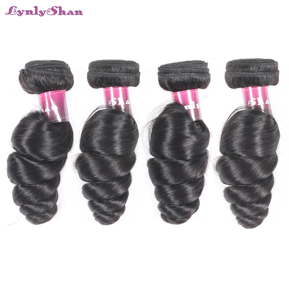 

Lynlyshan Brazilian Loose Wave Bundles Natural Black Hair Weave 100% Human Hair Bundles Remy Hair 12-28 inch