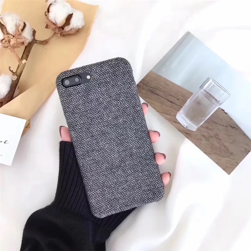 Solid Color Phone Case for iPhone XS MAX Case for iPhone X XR 6 6S 7 8Plus Case Plastic Retro Cloth Fabric Bussiness Soft Cover 11