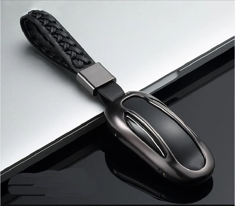 Us 1799 10 Offfor Tesla Model X Remote Key Case Cover Shell Key Holder Bag Automobiles Aluminum Alloy Leather Key Ring Auto Car Accessories In