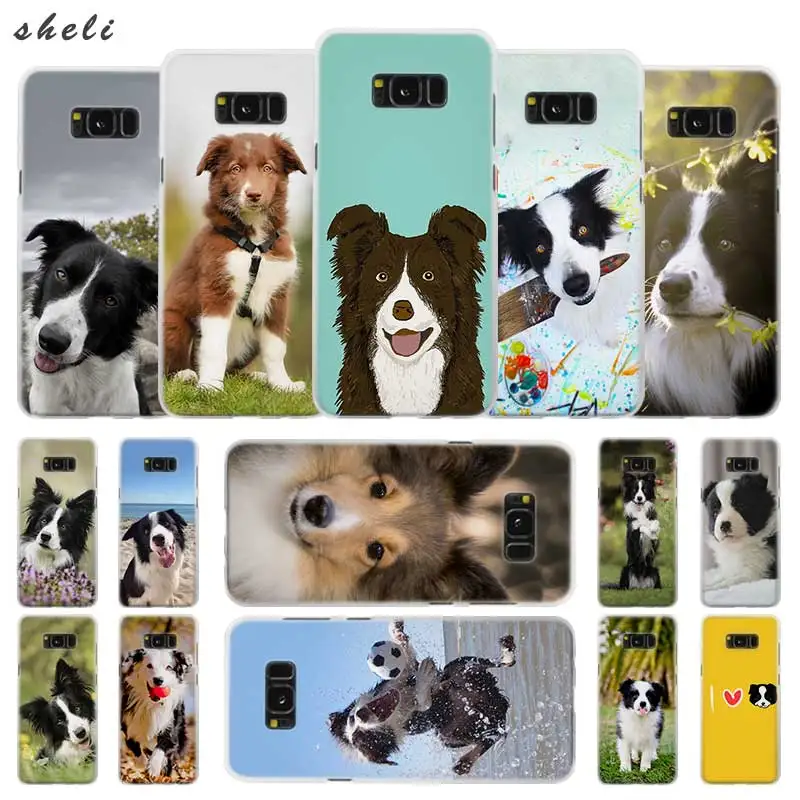 

Sheli Border Collie Dog Transparent Patterned hard Case Cover for Samsung Galaxy S4 S5 S6 S7 S8 S9 Plus Edge Mini s10 lite