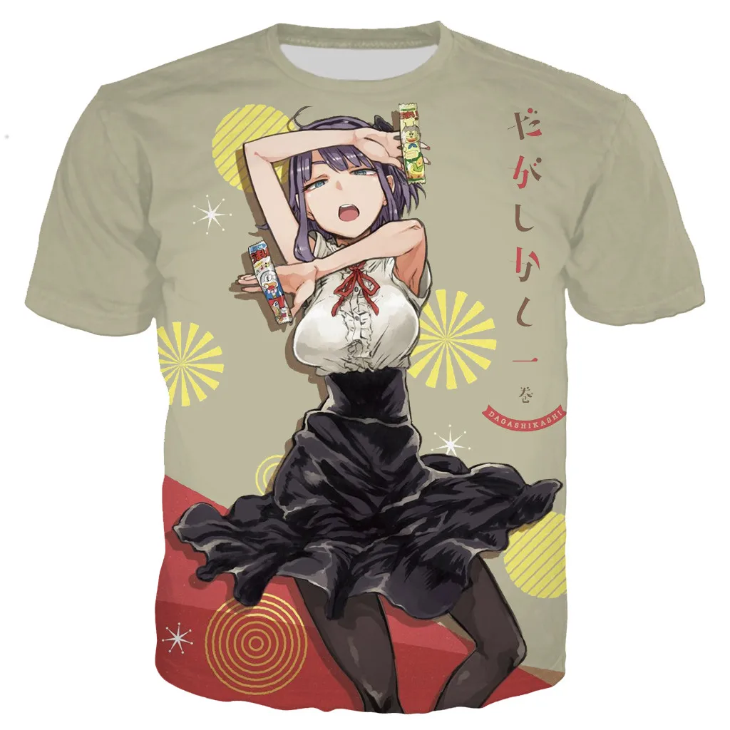 Аниме Dagashi каши милые мужские рубашки 3D печатная Футболка забавные модные летние