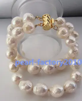 

baroque 10-11MM SOUTH SEA GENUINE WHITE PEARL BRACELET 14K GOLD CLASP 42%