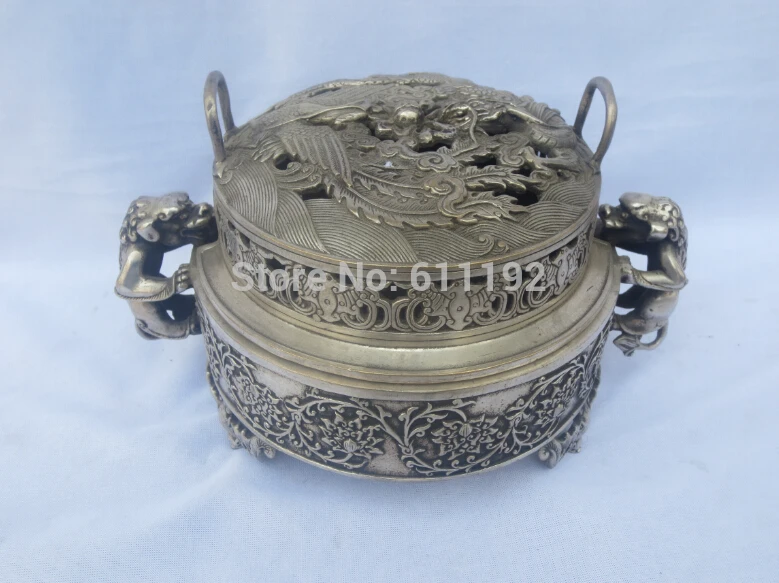 

Ming Xuande years old Tibetan silver incense burner, antique round censer